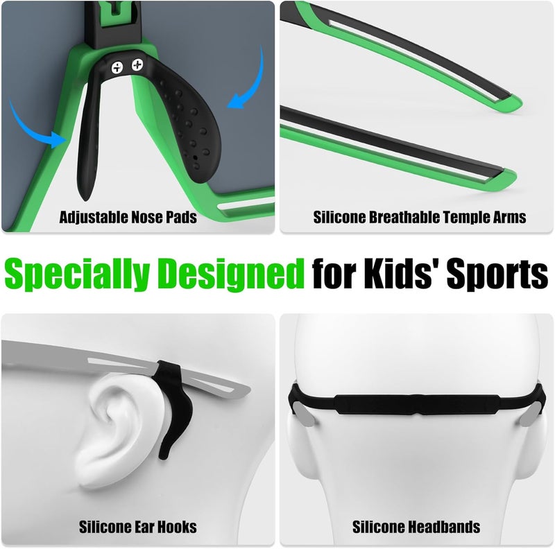 Xtiger Polarized Kids Sunglasses Youth Baseball Sunglasses UV400 Boys Girls Sports Sun Glasses for Softball Cycling Scooter - Image 5